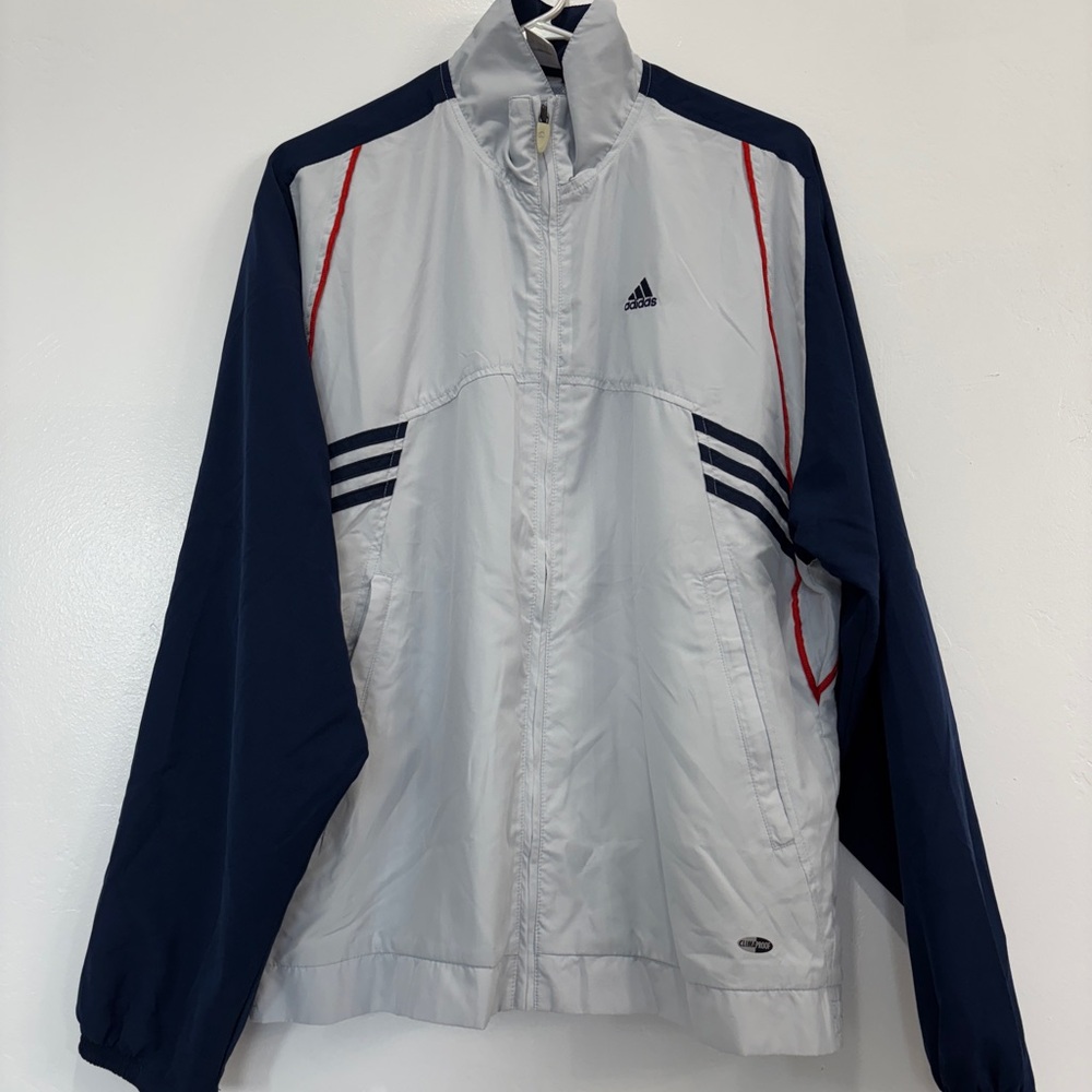 Adidas Men's Baby Blue and Navy Jacket